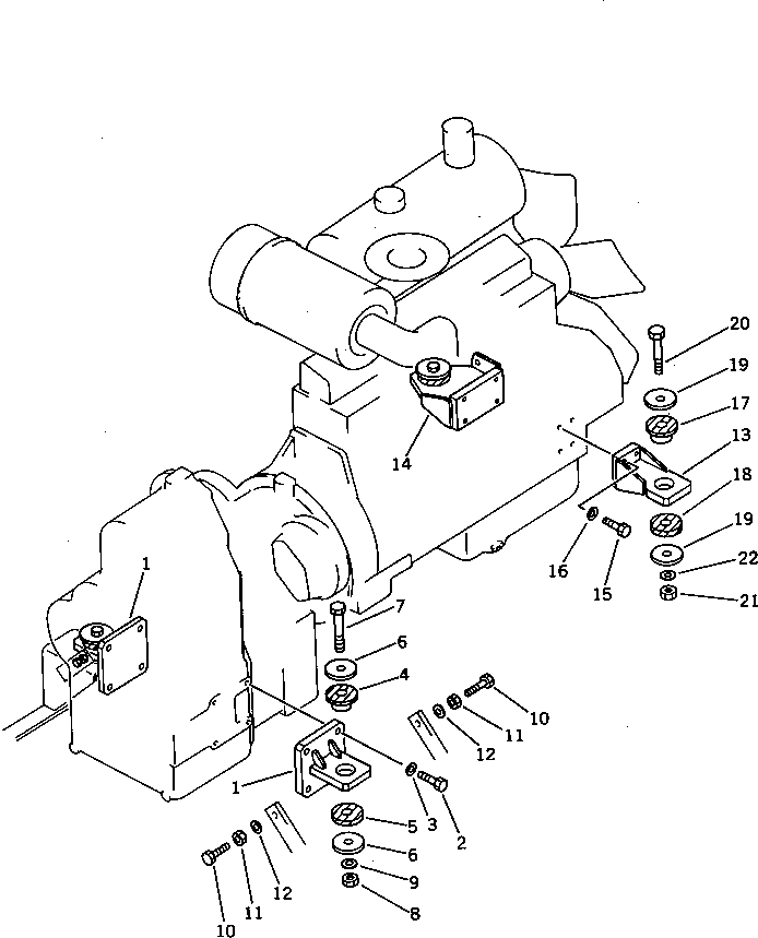 Wheel Loaders Komatsu / WA200-1 S/N 10001-UP (Overseas Version)(wa200-1c) / ENGINE MOUNTING PARTS(030010 : 1001)