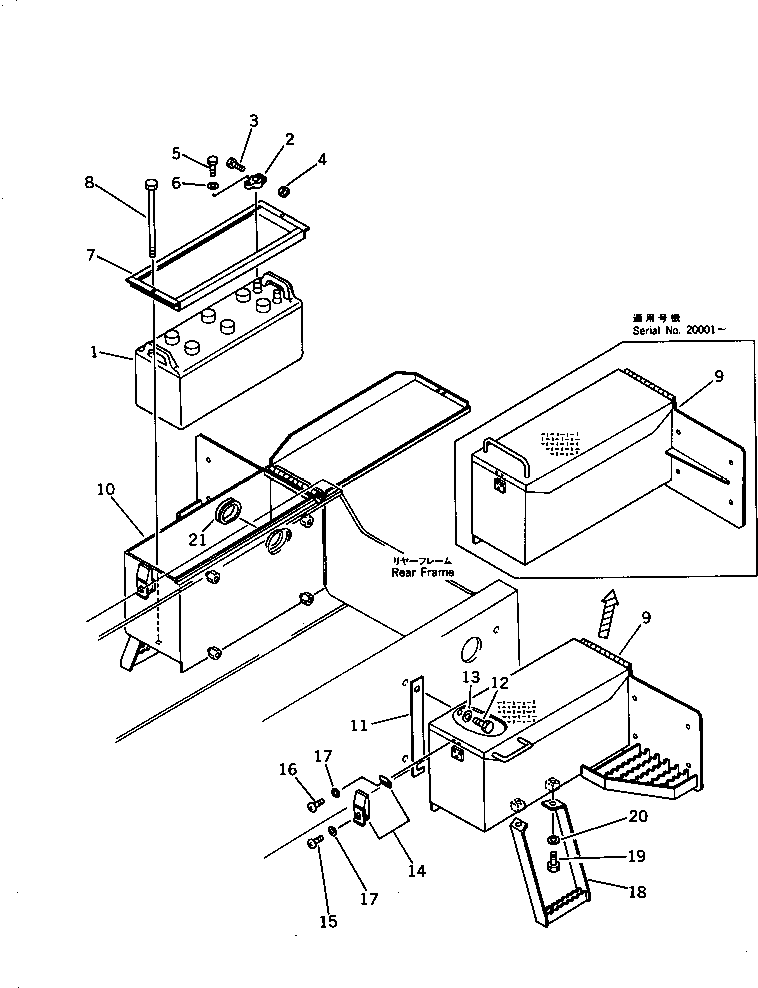 Wheel Loaders Komatsu / WA200-1 S/N 10001-UP (Overseas Version)(wa200-1c) / BATTERY AND BATTERY BOX(030130 : 1401)