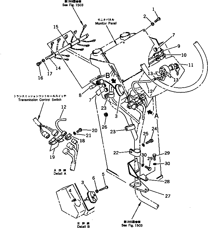 Wheel Loaders Komatsu / WA200-1 S/N 10001-UP (Overseas Version)(wa200-1c) / INSTRUMENT PANEL(#10001-19999)(030140 : 1411)