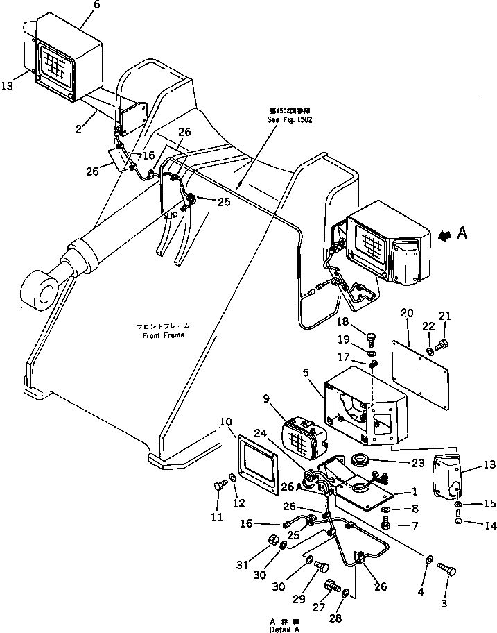 Wheel Loaders Komatsu / WA200-1 S/N 10001-UP (Overseas Version)(wa200-1c) / ELECTRICAL SYSTEM (FRONT LAMP)(030190 : 1501)