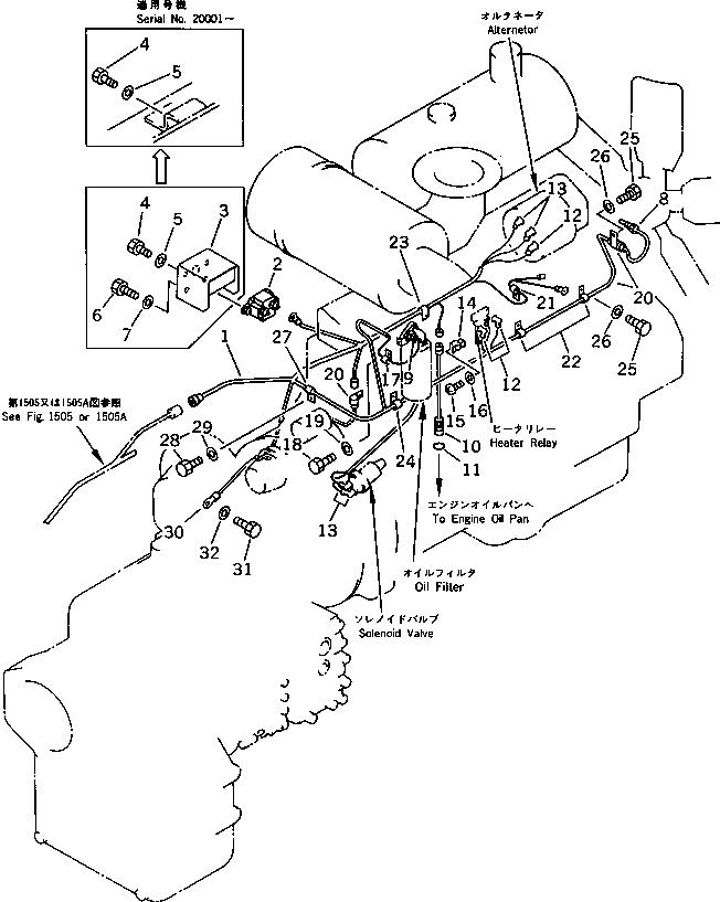 Wheel Loaders Komatsu / WA200-1 S/N 10001-UP (Overseas Version)(wa200-1c) / ELECTRICAL SYSTEM (ENGINE SENSOR)(#10745-)(030240 : 1504A)