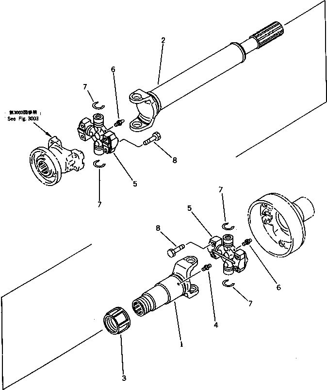 Wheel Loaders Komatsu / WA200-1 S/N 10001-UP (Overseas Version)(wa200-1c) / DRIVE SHAFT (CENTER)(#.-19999)(090020 : 3001A)