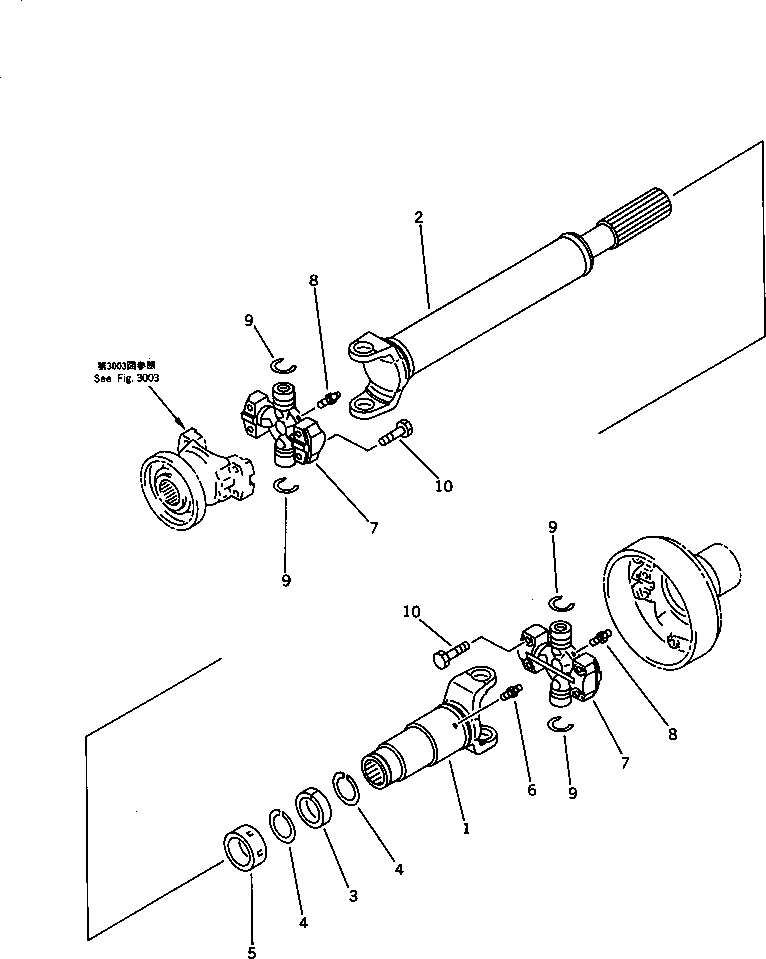 Wheel Loaders Komatsu / WA200-1 S/N 10001-UP (Overseas Version)(wa200-1c) / DRIVE SHAFT (CENTER)(#20001-)(090030 : 3001B)