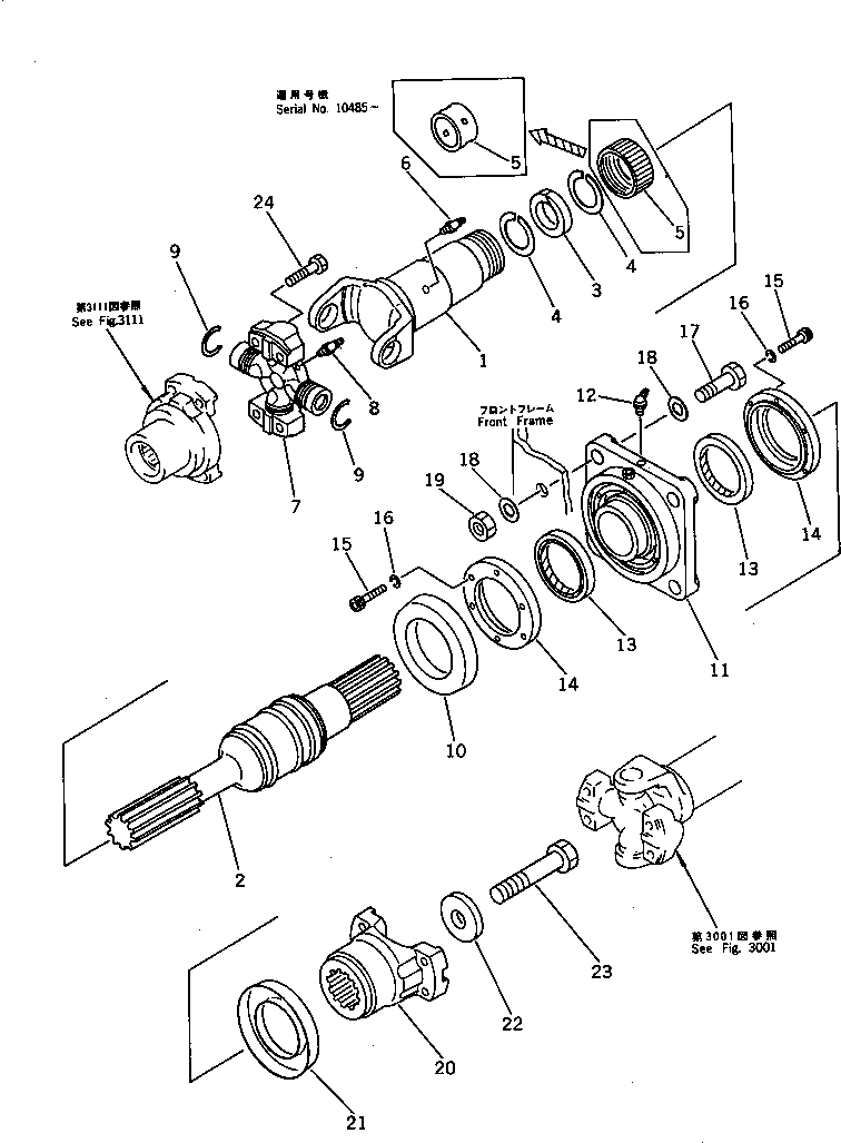 Wheel Loaders Komatsu / WA200-1 S/N 10001-UP (Overseas Version)(wa200-1c) / DRIVE SHAFT (FRONT)(090040 : 3003)
