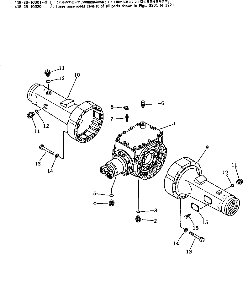Wheel Loaders Komatsu / WA200-1 S/N 10001-UP (Overseas Version)(wa200-1c) / REAR AXLE HOUSING(090090 : 3201)