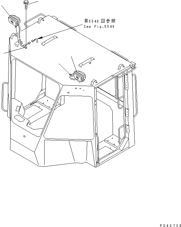Wheel Loaders Komatsu / WA200-3-XW S/N 60001-62999(wa200-2r) / WORK LAMP (WITH 2-PERSONS CAB)(#60001-)(030070 : 1703)