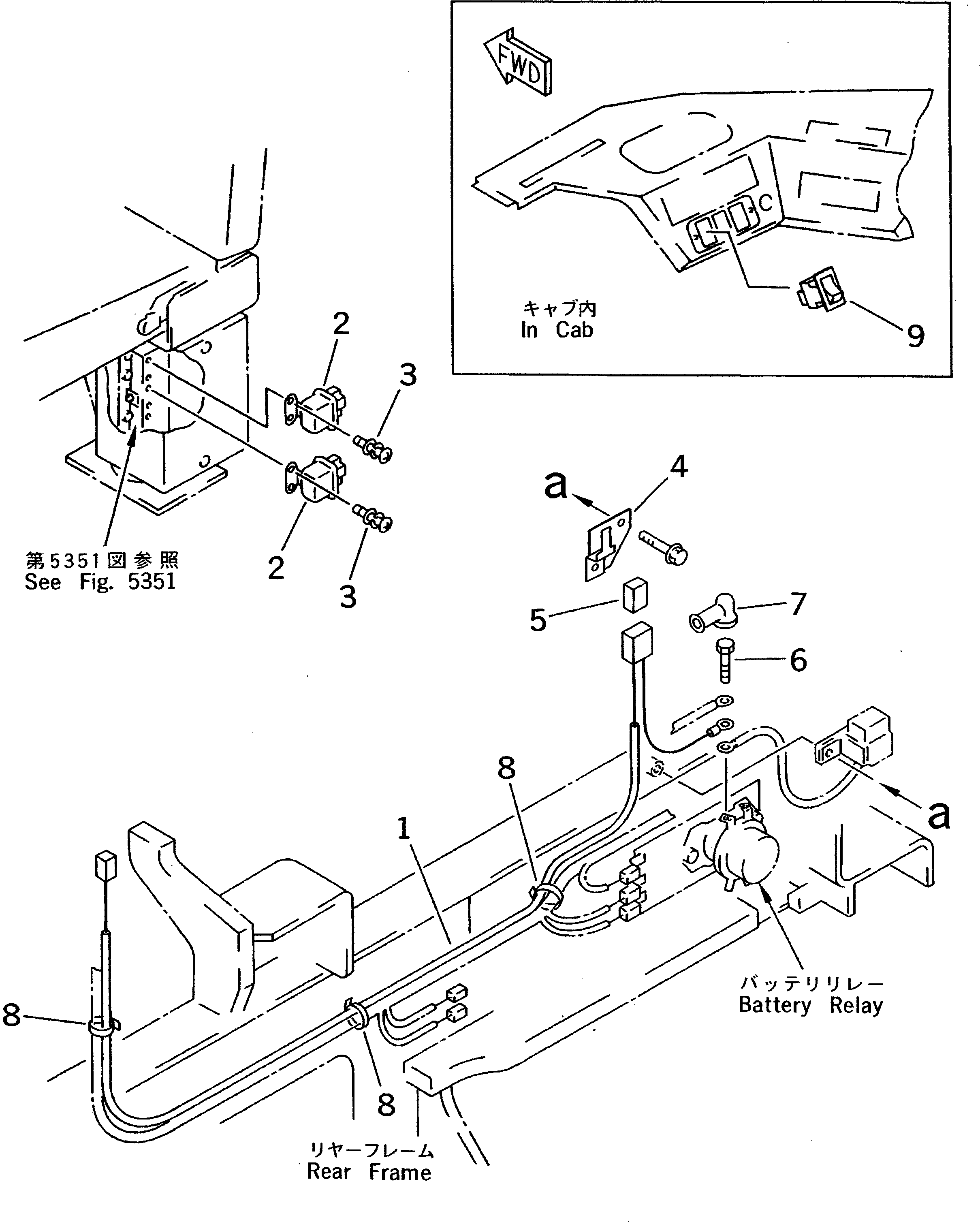 Wheel Loaders Komatsu / WA200-3-XW S/N 60001-62999(wa200-2r) / ELECTRICAL SYSTEM (HEAT WIRE GLASS LINE) (FOR FRONT CENTER AND   SIDE WINDOW) (WITH 2-PERSONS CAB)(#60001-)(030130 : 1764)