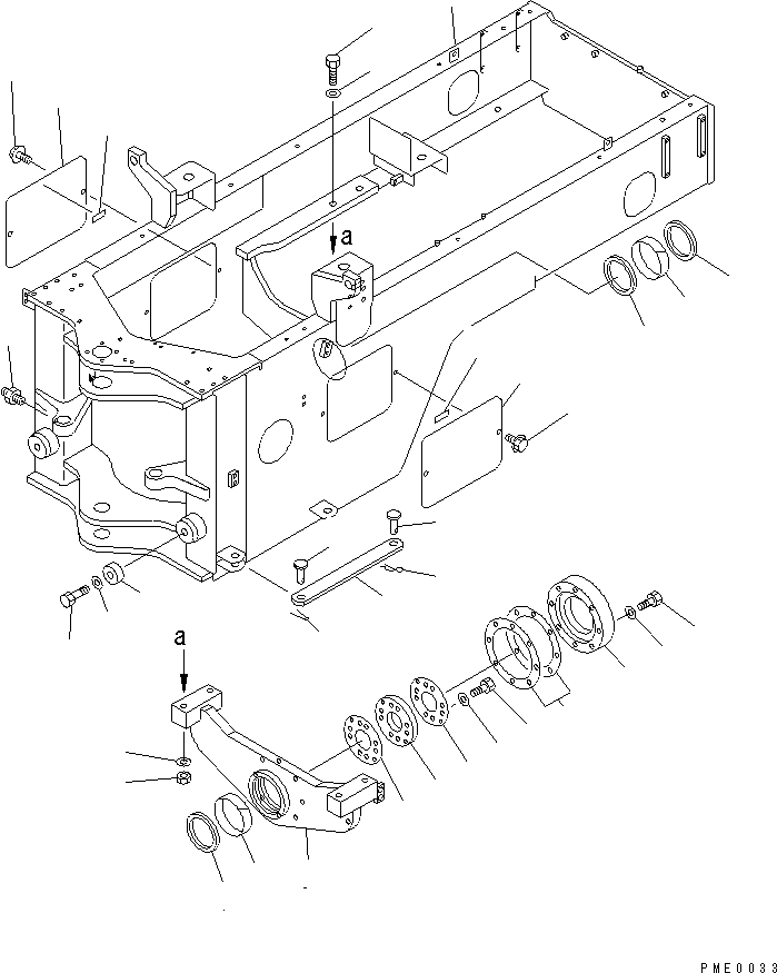 Wheel Loaders Komatsu / WA200-3-XW S/N 60001-62999(wa200-2r) / REAR FRAME (WITH ROTARY SNOW REMOVER)(#60001-)(120050 : 5039)