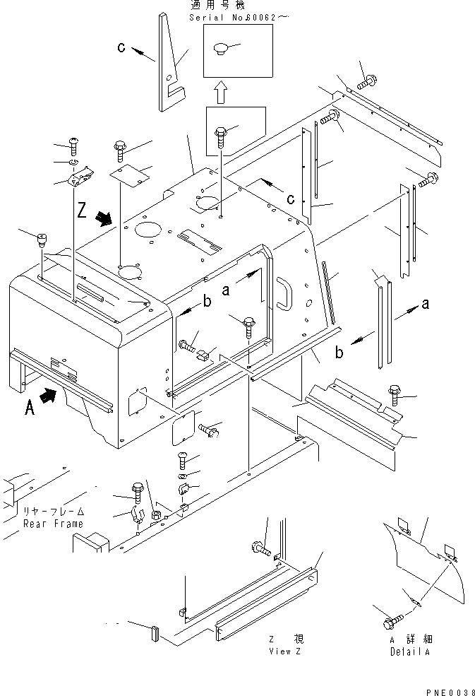 Wheel Loaders Komatsu / WA200-3-XW S/N 60001-62999(wa200-2r) / ENGINE HOOD (WITH ROTARY SNOW REMOVER)(#60001-)(120170 : 5214)