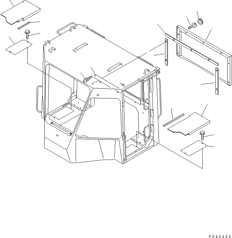 Wheel Loaders Komatsu / WA200-3-XW S/N 60001-62999(wa200-2r) / 2-PERSONS CAB RELATED PARTS (2/2) (SIDE FLOOR MAT AND REAR COVER)(#60001-)(120320 : 5552)