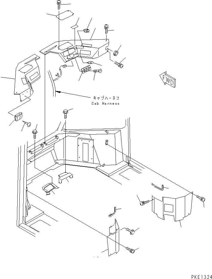 Wheel Loaders Komatsu / WA200-3-XW S/N 60001-62999(wa200-2r) / 2-PERSONS CAB RELATED PARTS (1/2) (FRONT INTERIOR)               (WITH ROTARY SNOW REMOVER)(#60360-)(120340 : 5553A)