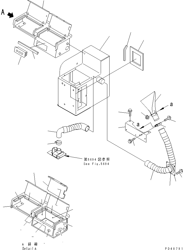 Wheel Loaders Komatsu / WA200-3-XW S/N 60001-62999(wa200-2r) / CAR HEATER RELATED PARTS (2/6) (CONSOLE BOX RELATED AND REAR     DEFROSTER) (WITH 2-PERSONS CAB)(#60001-)(120420 : 5692)