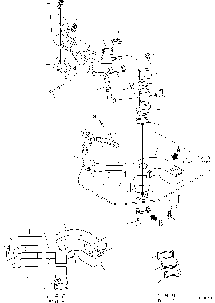 Wheel Loaders Komatsu / WA200-3-XW S/N 60001-62999(wa200-2r) / CAR HEATER RELATED PARTS (3/6) (AIR DUCT AND FRONT DEFROSTER)    (WITH 2-PERSONS CAB)(#60001-)(120430 : 5693)