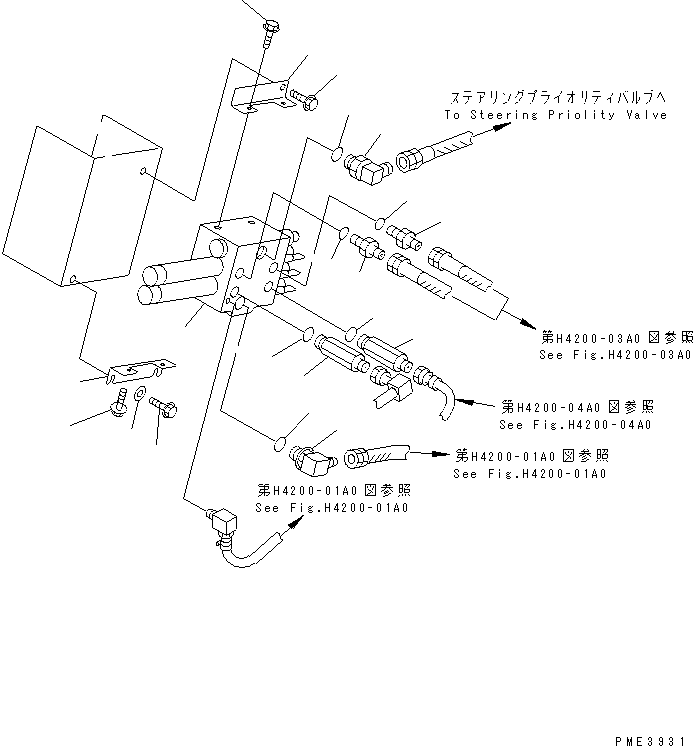 Wheel Loaders Komatsu / WA200-3 S/N 63001-UP(wa200-3r) / HYDRAULIC MAIN VALVE (WITH 2-SPOOL AND PIPING)(180040 : H0120-01A0)