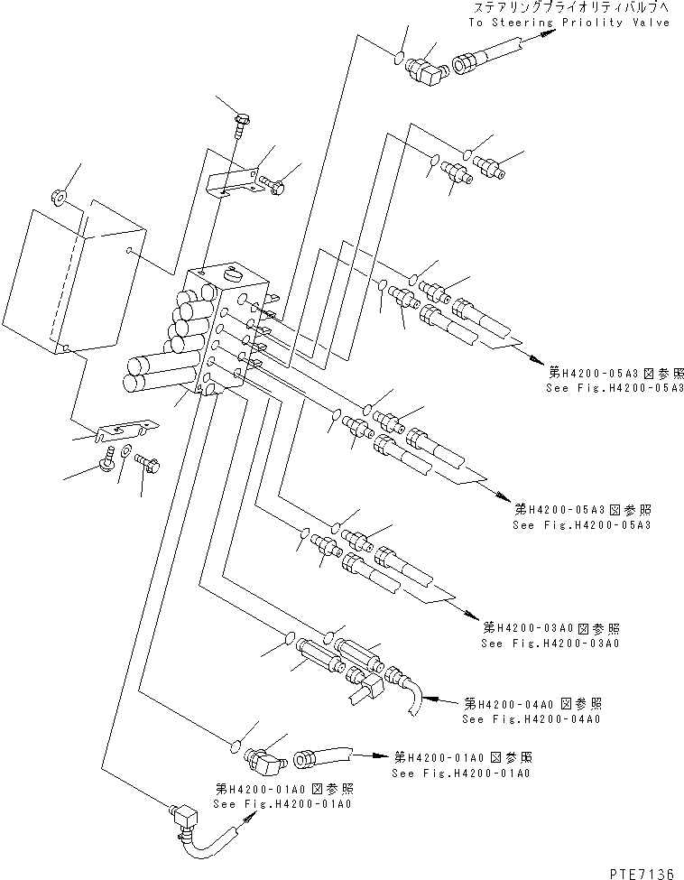 Wheel Loaders Komatsu / WA200-3 S/N 63001-UP(wa200-3r) / HYDRAULIC MAIN VALVE (WITH 5-SPOOL AND PIPING)(180070 : H0120-01A4)