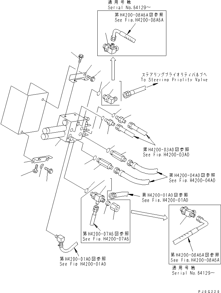 Wheel Loaders Komatsu / WA200-3 S/N 63001-UP(wa200-3r) / HYDRAULIC MAIN VALVE (WITH 2-SPOOL AND PIPING) (WITH E.C.S.S.)(180080 : H0120-01A5)
