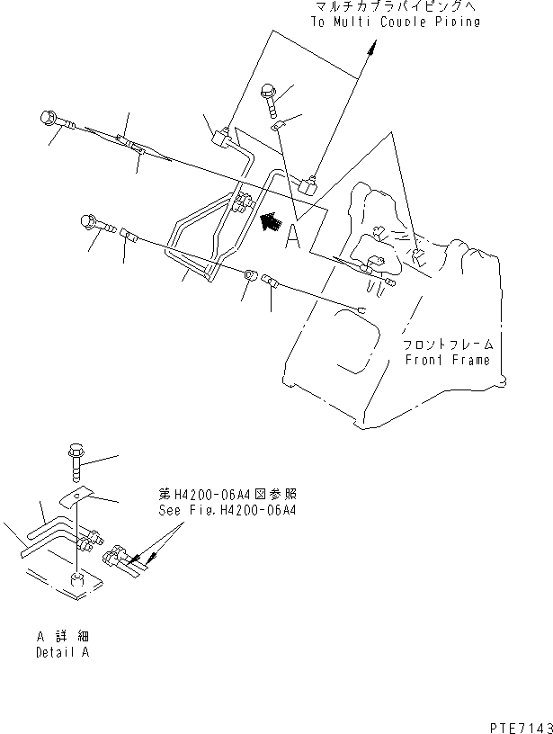 Wheel Loaders Komatsu / WA200-3 S/N 63001-UP(wa200-3r) / HYDRAULIC PIPING (MULTI COUPLER LINE) (1/2)(180290 : H4200-05A4)