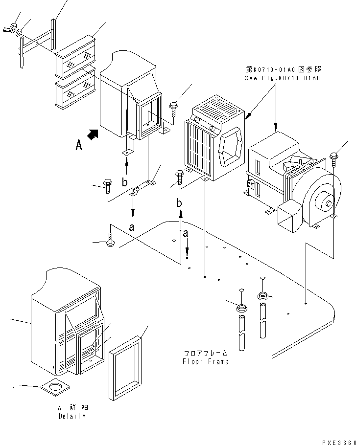 Wheel Loaders Komatsu / WA200-3 S/N 63001-UP(wa200-3r) / AIR CONDITIONER (MOUNTING AND AIR FILTER) (WITH CAB)(240310 : K0710-02A0)