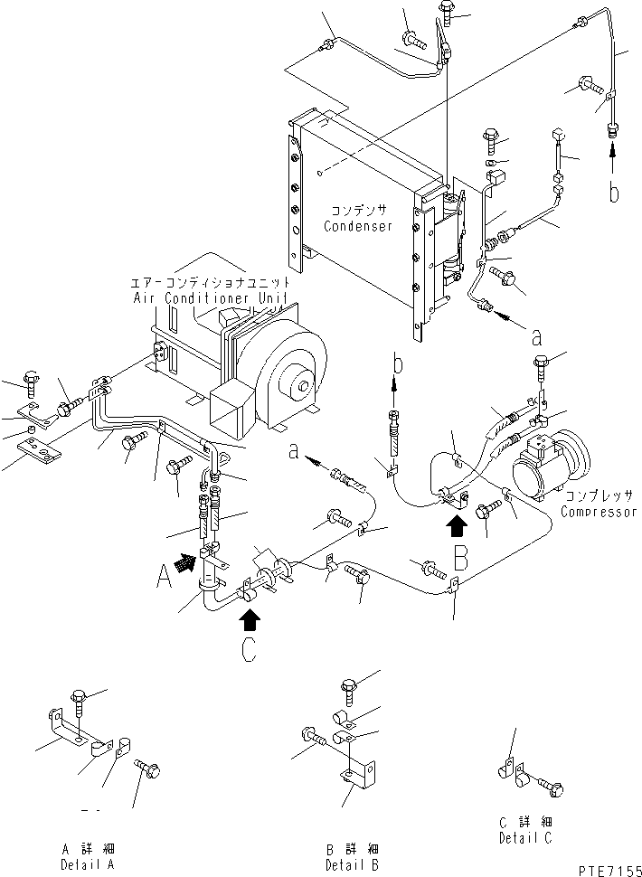 Wheel Loaders Komatsu / WA200-3 S/N 63001-UP(wa200-3r) / AIR CONDITIONER (AIR COMPRESSOR PIPING)(240450 : K0711-03A0)