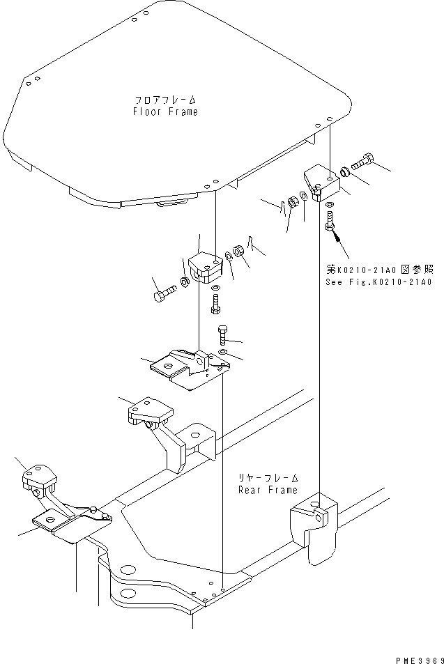 Wheel Loaders Komatsu / WA200-3 S/N 63001-UP(wa200-3r) / FLOOR SUPPORT (WITH ROPS CAB)(240540 : K4100-01A0)