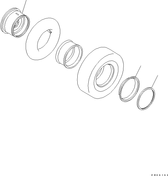 Wheel Loaders Komatsu / WA200-3 S/N 63001-UP(wa200-3r) / RIM (FOR 17.5-25-12PR TIRE) (WITH TUBE)(300030 : S0110-01A4)