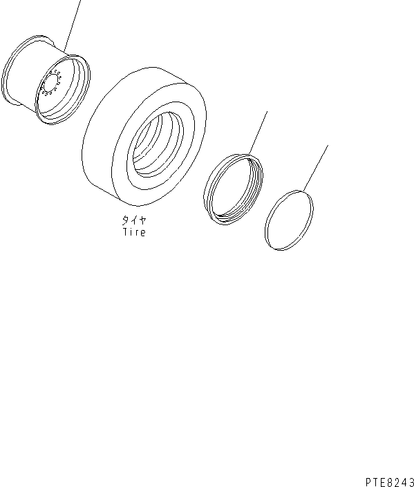 Wheel Loaders Komatsu / WA200-3 S/N 63001-UP(wa200-3r) / RIM (FOR 17.5-25-16PR TUBELESS TIRE) (WITH AIR AND WATER VALVE)(300040 : S0110-01A5)