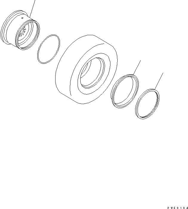 Wheel Loaders Komatsu / WA200-3 S/N 63001-UP(wa200-3r) / RIM (FOR 17.5-25 TUBELESS TIRE)(300050 : S0110-01A7)