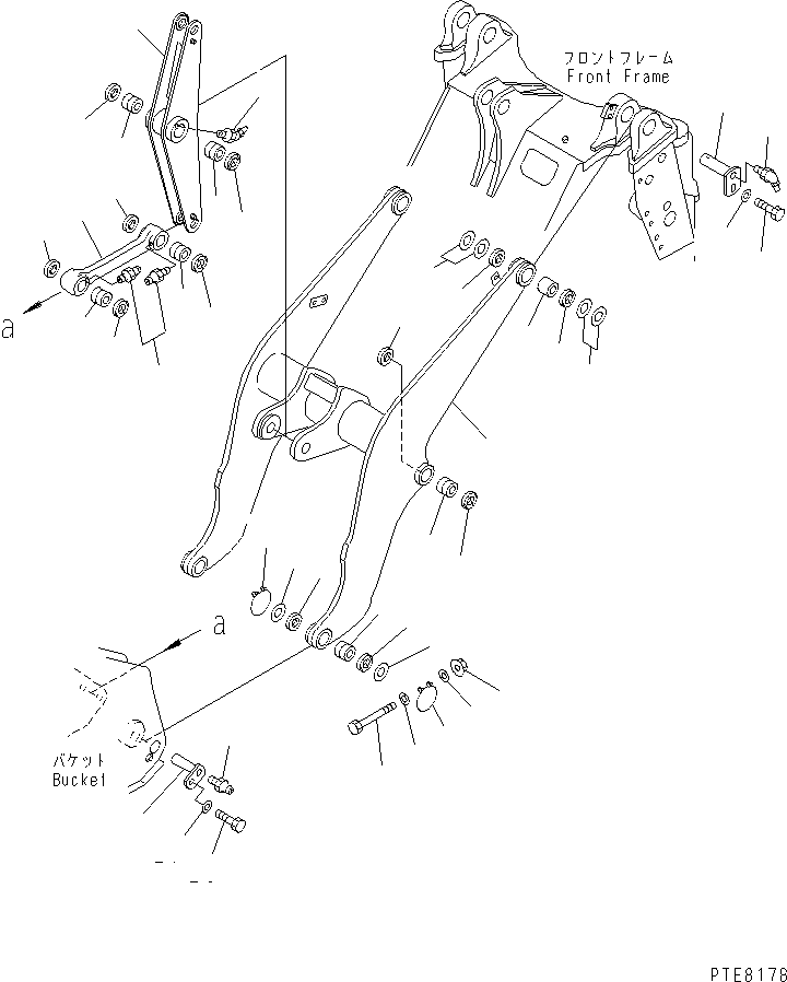 Wheel Loaders Komatsu / WA200-3 S/N 63001-UP(wa200-3r) / LIFT ARM AND BELLCRANK (WITH 3-SPOOL CONTROL VALVE AND KICK OUT)(330030 : T4110-01A2)