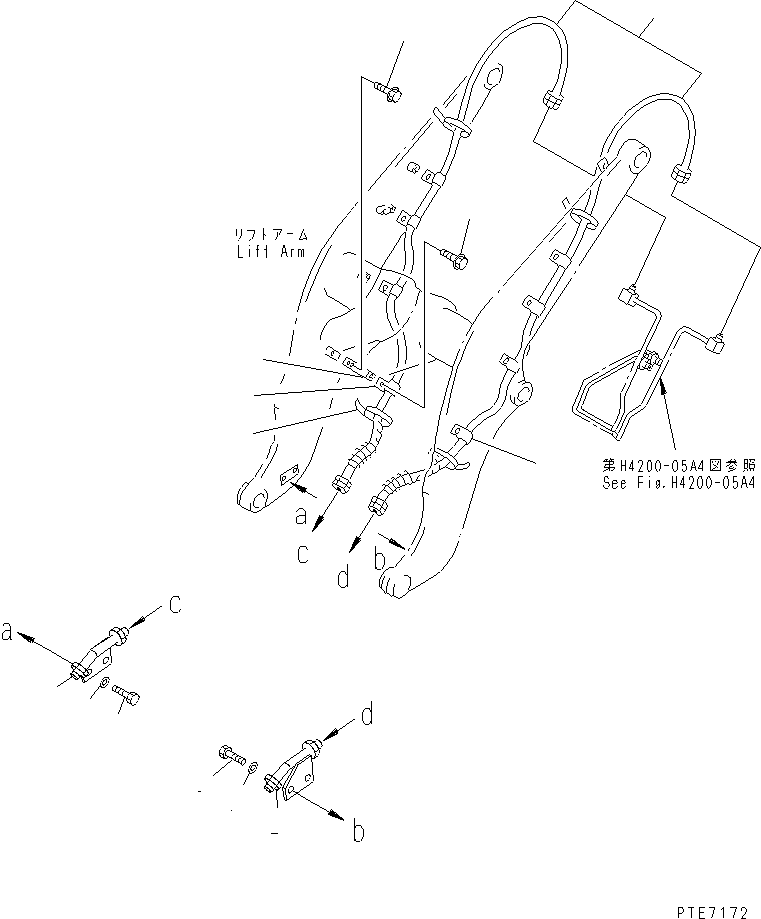 Wheel Loaders Komatsu / WA200-3 S/N 63001-UP(wa200-3r) / LIFT ARM AND BELLCRANK (MULTI COUPLER LINE) (WITH MULTI COUPLER  POWER TILT)(330130 : T4110-04A2)