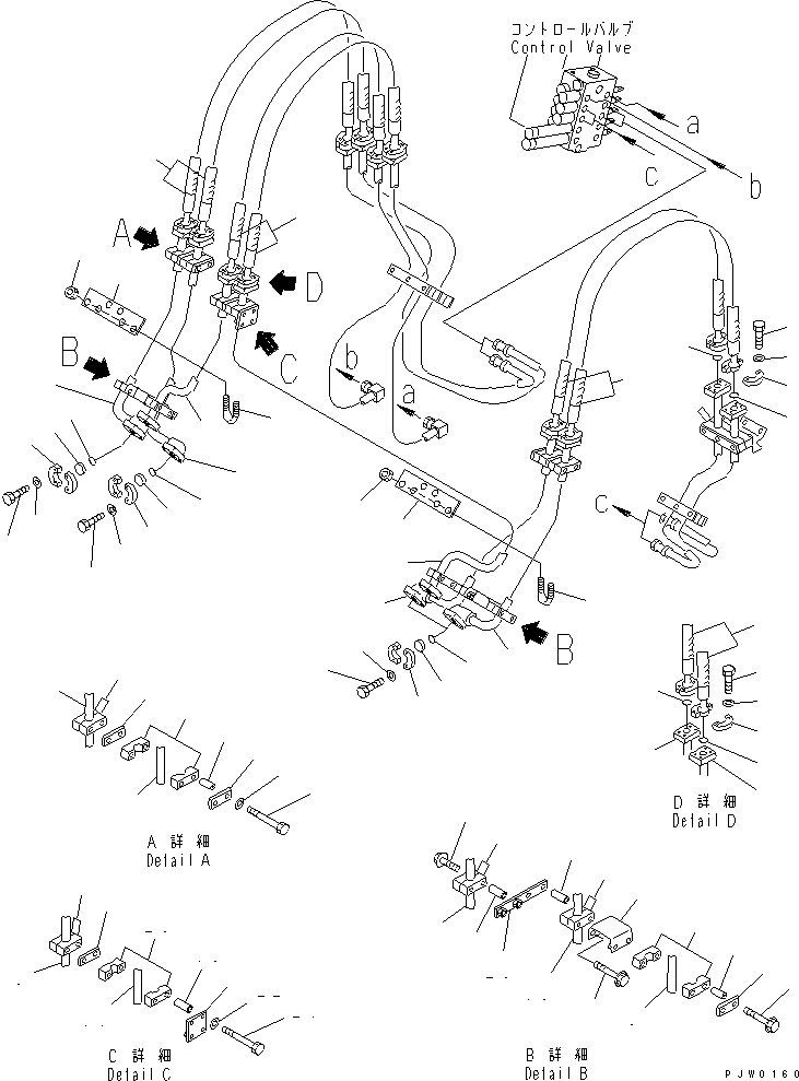Wheel Loaders Komatsu / WA200-3 S/N 63001-UP(wa200-3r) / LIFT ARM AND BELLCRANK (FRONT ATTACHMENT LINE) (WITH 5-SPOOL     CONTROL VALVE)(330160 : T4110-04A7)