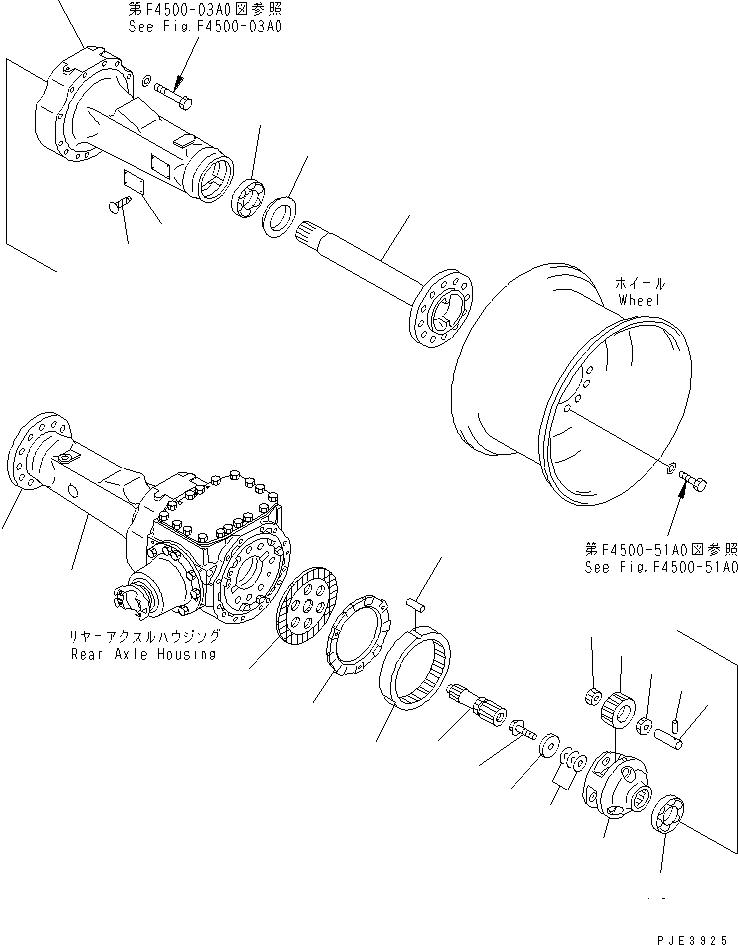 Wheel Loaders Komatsu / WA200-3-SN S/N 63001-UP(wa200-4r) / REAR AXLE (FINAL DRIVE AND HOUSING)(150400 : F4500-01A0)