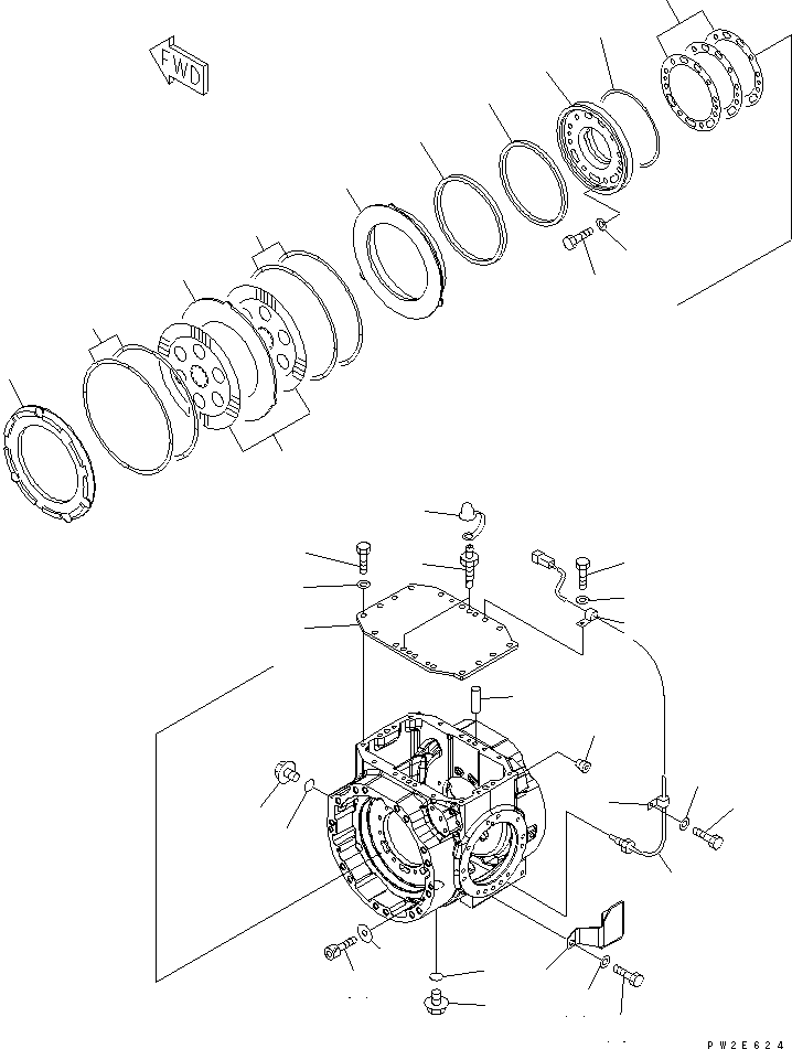Wheel Loaders Komatsu / WA200-5-SN S/N 65001-UP(wa200-6r) / FRONT AXLE (COVER AND BRAKE)(150160 : F4400-53A0)
