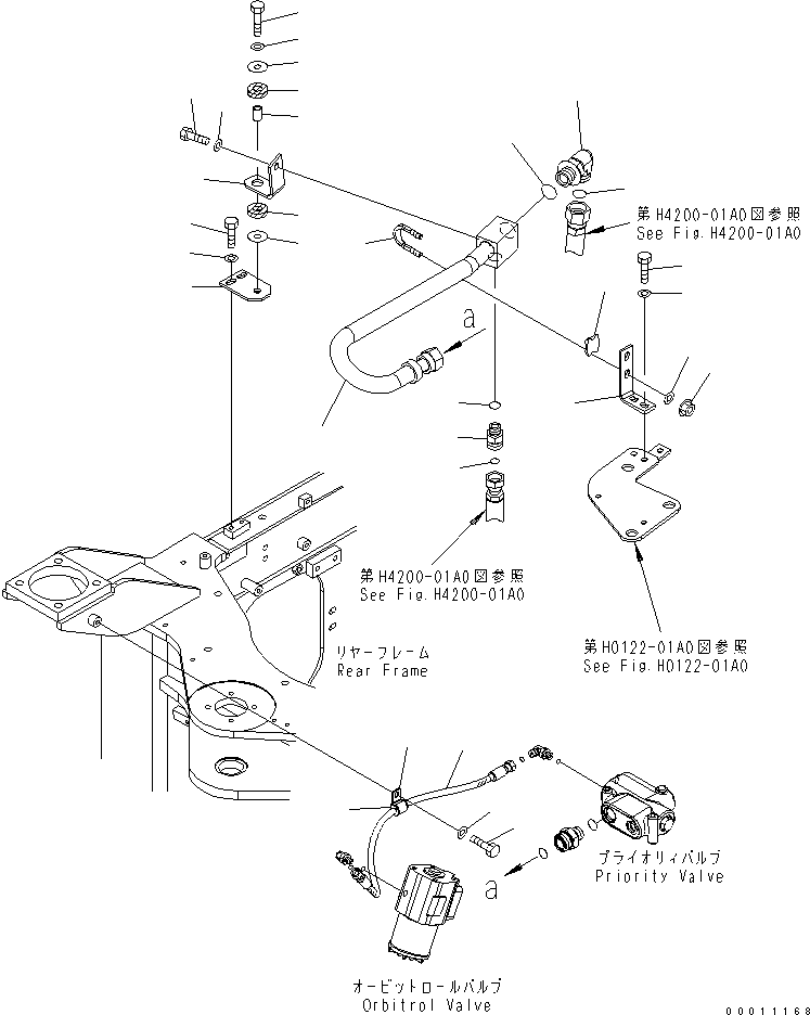 Wheel Loaders Komatsu / WA200-5-SN S/N 65001-UP(wa200-6r) / STEERING VALVE (PIPING) (PRIORITY VALVE TO STEERING VALVE)(180080 : H0122-02A0)