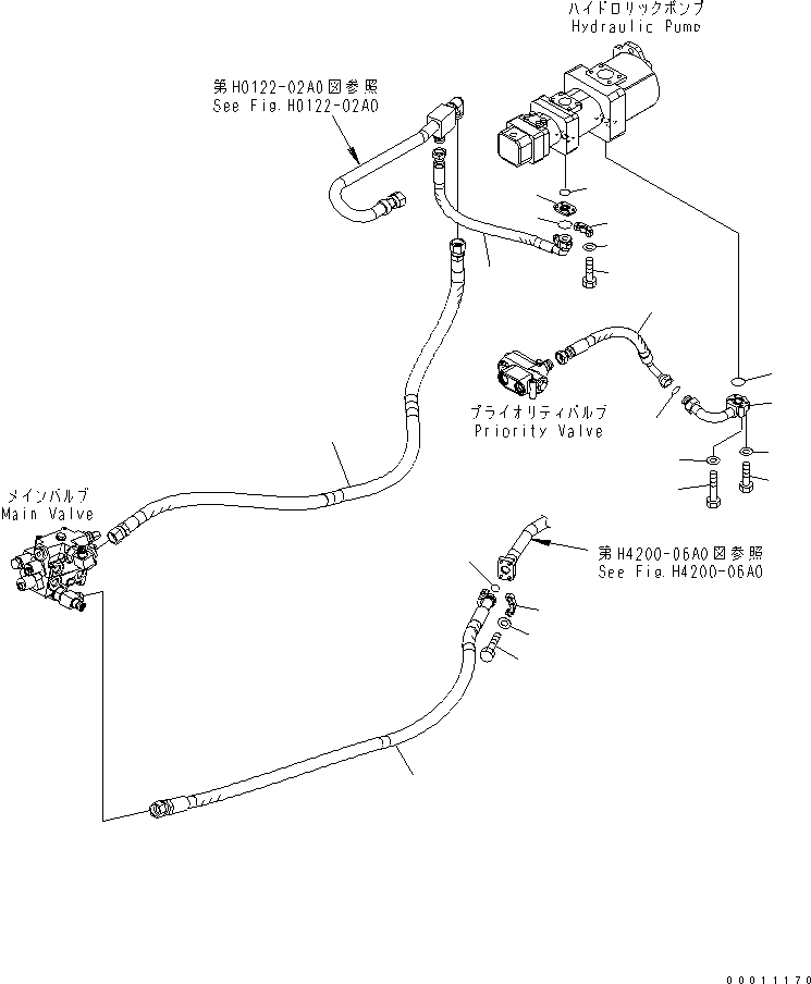 Wheel Loaders Komatsu / WA200-5-SN S/N 65001-UP(wa200-6r) / HYDRAULIC PIPING (DRAIN LINE HOSE)(180130 : H4200-01A0)