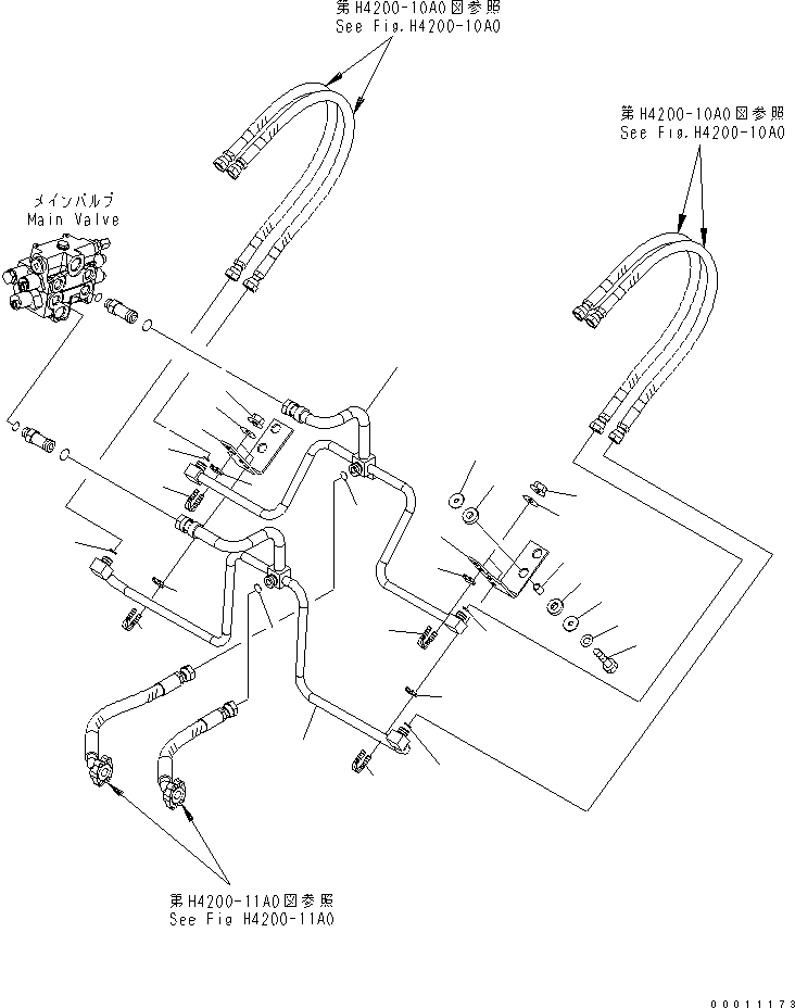 Wheel Loaders Komatsu / WA200-5-SN S/N 65001-UP(wa200-6r) / HYDRAULIC PIPING (LIFT CYLINDER LINE) (FOR E.C.S.S.)(180160 : H4200-04A0)