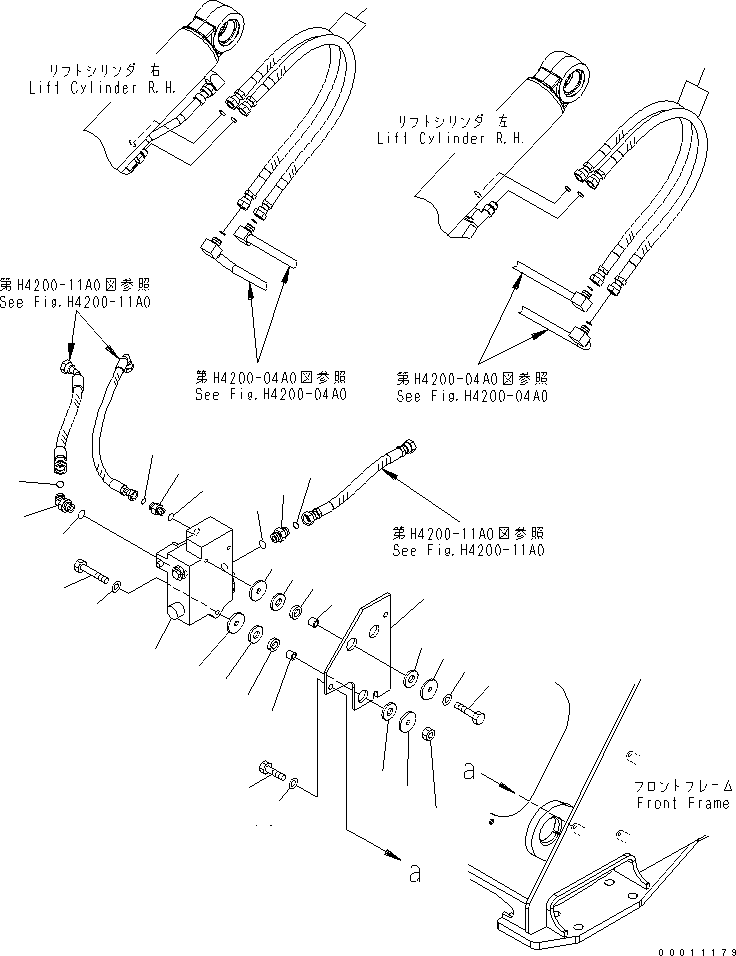 Wheel Loaders Komatsu / WA200-5-SN S/N 65001-UP(wa200-6r) / HYDRAULIC PIPING (LIFT CILINDER HOSE AND E.C.S.S VALVE)(180260 : H4200-10A0)