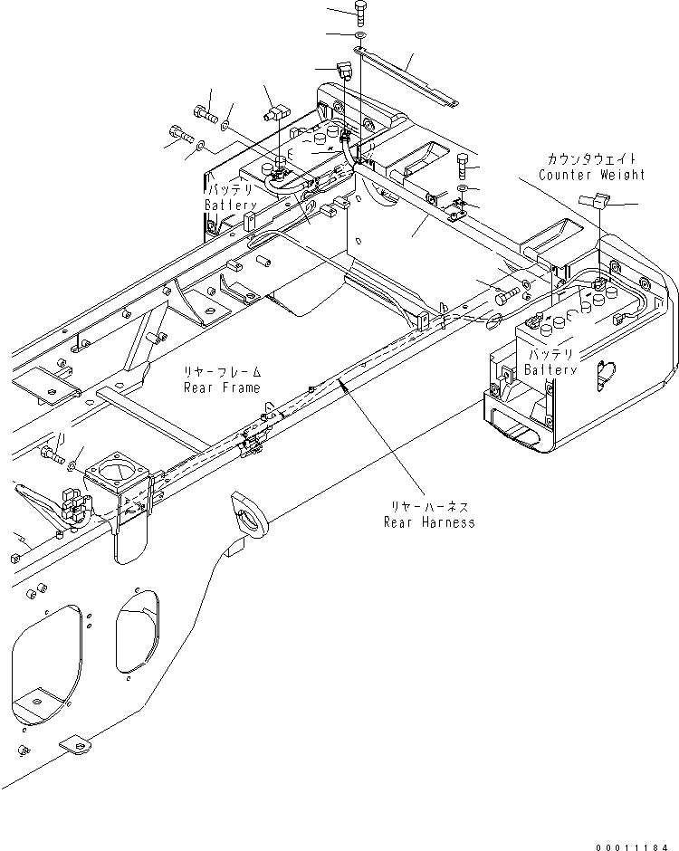 Wheel Loaders Komatsu / WA200-5-SS S/N 65001-UP(wa200-7r) / REAR HARNESS (3/4) (BATTERY CABLE)(120070 : E0202-03A0)