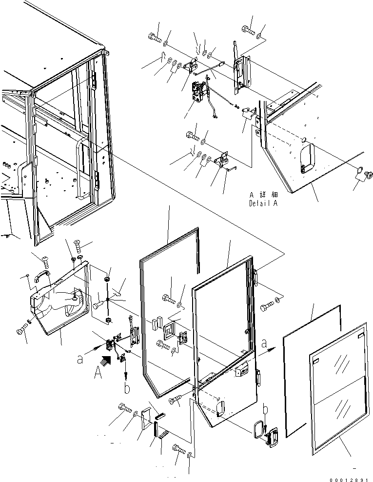 Wheel Loaders Komatsu / WA200-5-SS S/N 65001-UP(wa200-7r) / 2-PERSONS CAB (DOOR) (L.H.) (1/2) (SASH)(240960 : K0210-74B0)