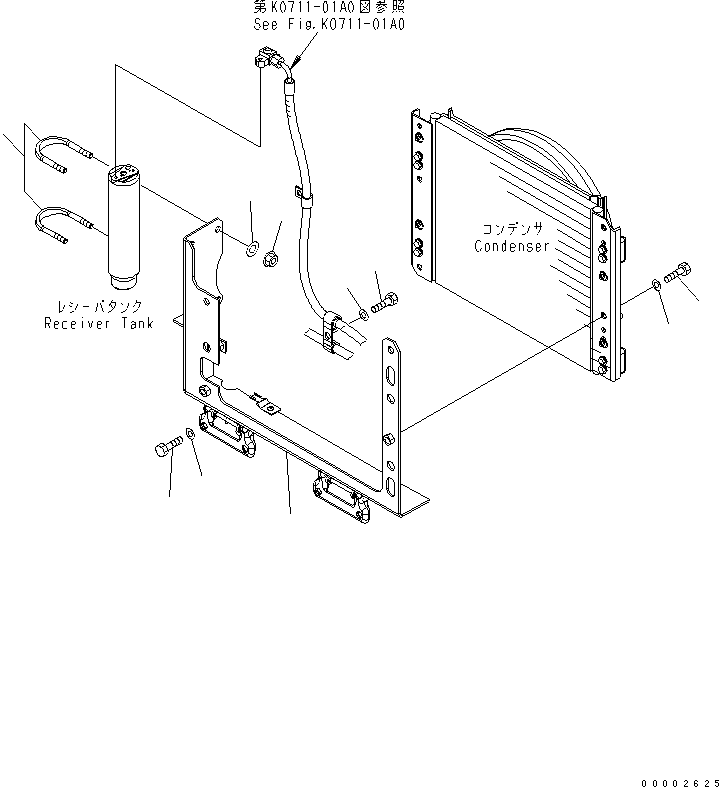 Wheel Loaders Komatsu / WA200-5-SS S/N 65001-UP(wa200-7r) / AIR CONDITIONER (CONDENSER MOUNTING)(241130 : K0711-03A0)