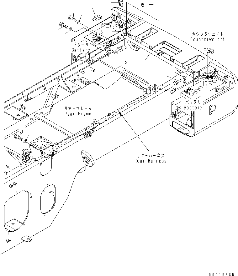 Wheel Loaders Komatsu / WA200PT-5 S/N 65001-UP (Parallel Linkage Spec.)(wa200p0c) / REAR HARNESS (3/4) (BATTERY CABLE)(120080 : E0202-03A0)