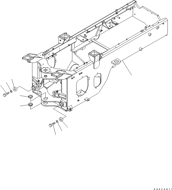 Wheel Loaders Komatsu / WA200PT-5 S/N 65001-UP (Parallel Linkage Spec.)(wa200p0c) / REAR FRAME (FOR 17.5-25 L2 ? L3 RIM)(210060 : J4120-01A4)