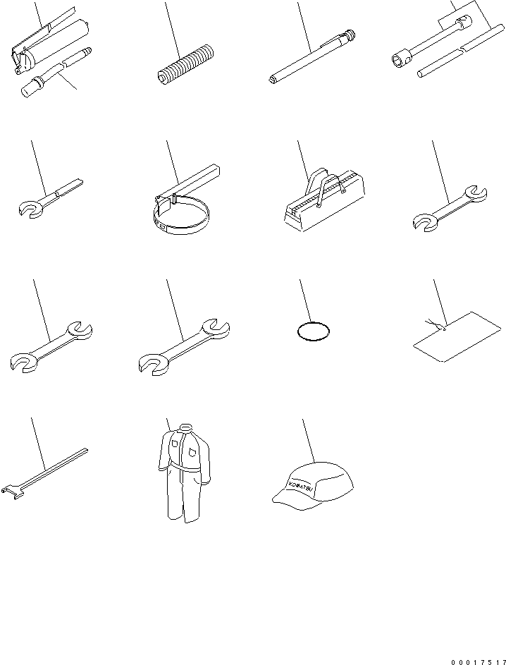 Wheel Loaders Komatsu / WA200PT-5 S/N 65001-UP (Parallel Linkage Spec.)(wa200p0c) / TOOL (WITH OVERALL AND CAP)(390050 : V0300-01A3)