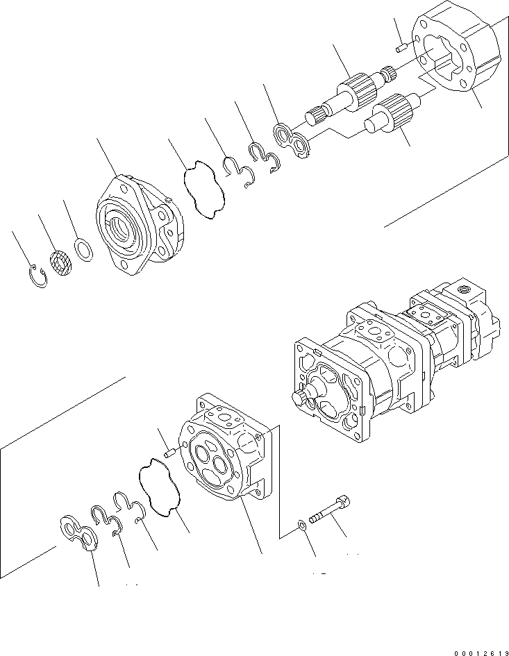 Wheel Loaders Komatsu / WA200PT-5 S/N 65001-UP (Parallel Linkage Spec.)(wa200p0c) / TORQUE CONVERTER AND P.P.C. PUMP (INNER PARTS) (1/4)(420170 : Y1610-31A1)