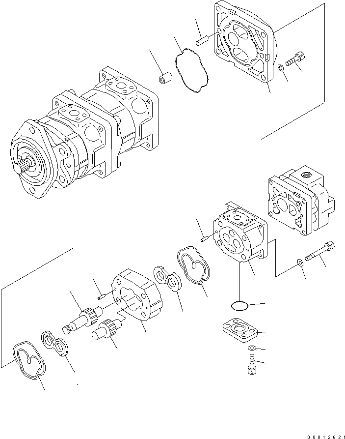Wheel Loaders Komatsu / WA200PT-5 S/N 65001-UP (Parallel Linkage Spec.)(wa200p0c) / TORQUE CONVERTER AND P.P.C. PUMP (INNER PARTS) (3/4)(420190 : Y1610-33A1)