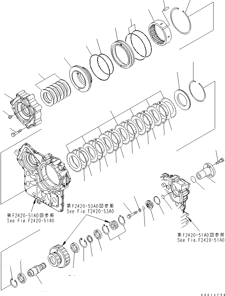 Wheel Loaders Komatsu / WA270-5 S/N 70001-UP(wa270-5r) / TRANSFER (2/4) (CLUTCH HOUSING)(150040 : F2420-52A0)