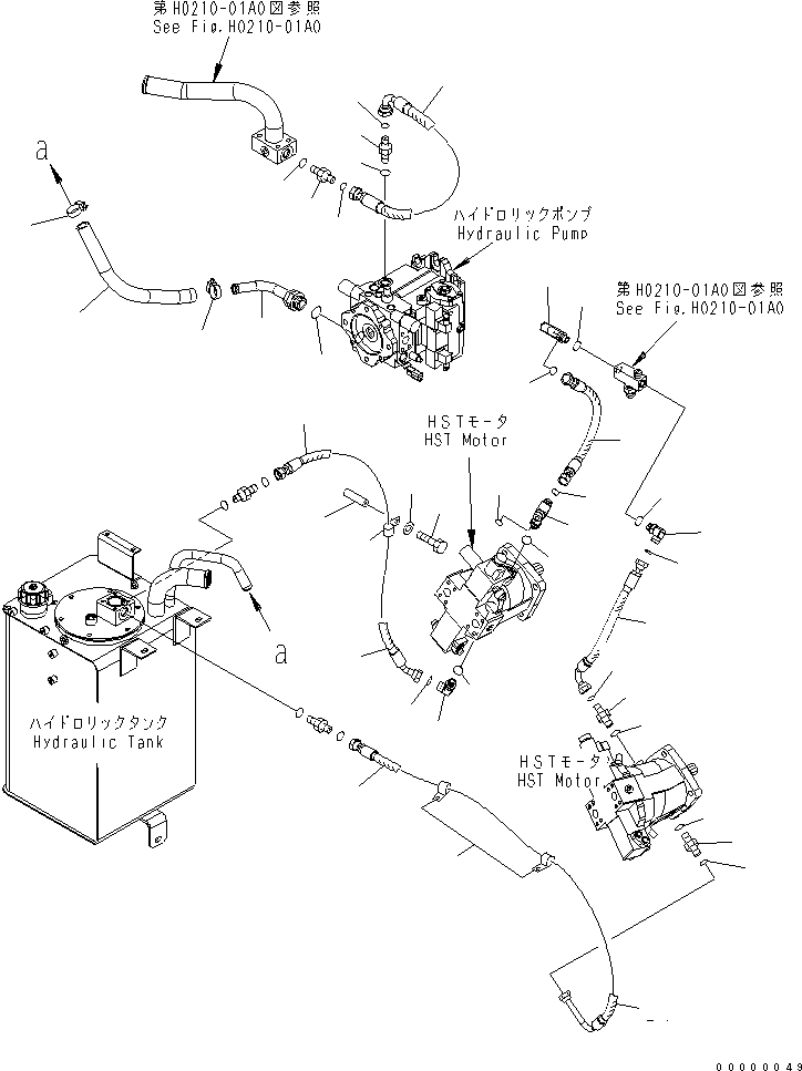 Wheel Loaders Komatsu / WA270-5 S/N 70001-UP(wa270-5r) / HST OIL LINE (CHARGE LINE)(150080 : F2760-01A0)