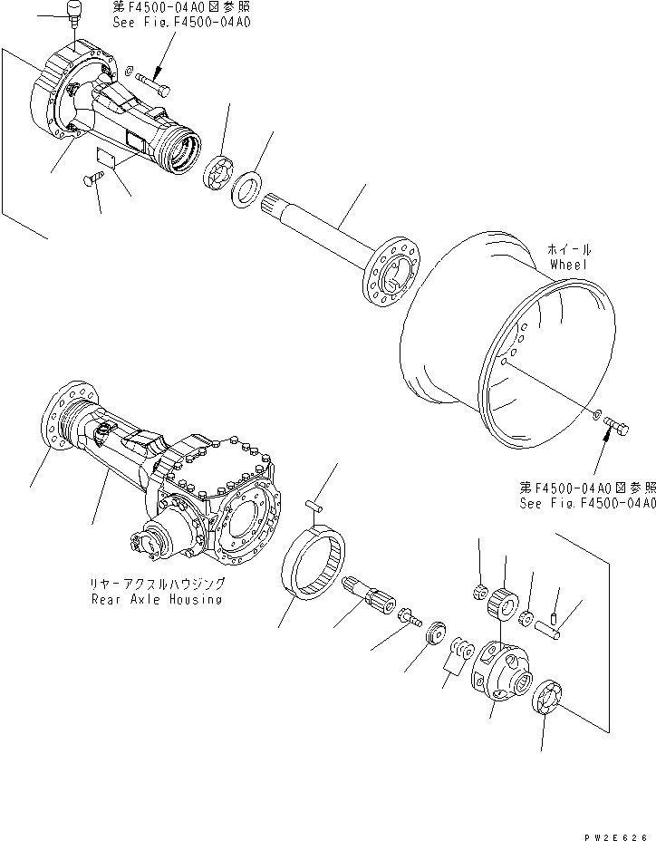 Wheel Loaders Komatsu / WA270-5 S/N 70001-UP(wa270-5r) / REAR AXLE (FINAL DRIVE AND HOUSING)(150210 : F4500-01A0)
