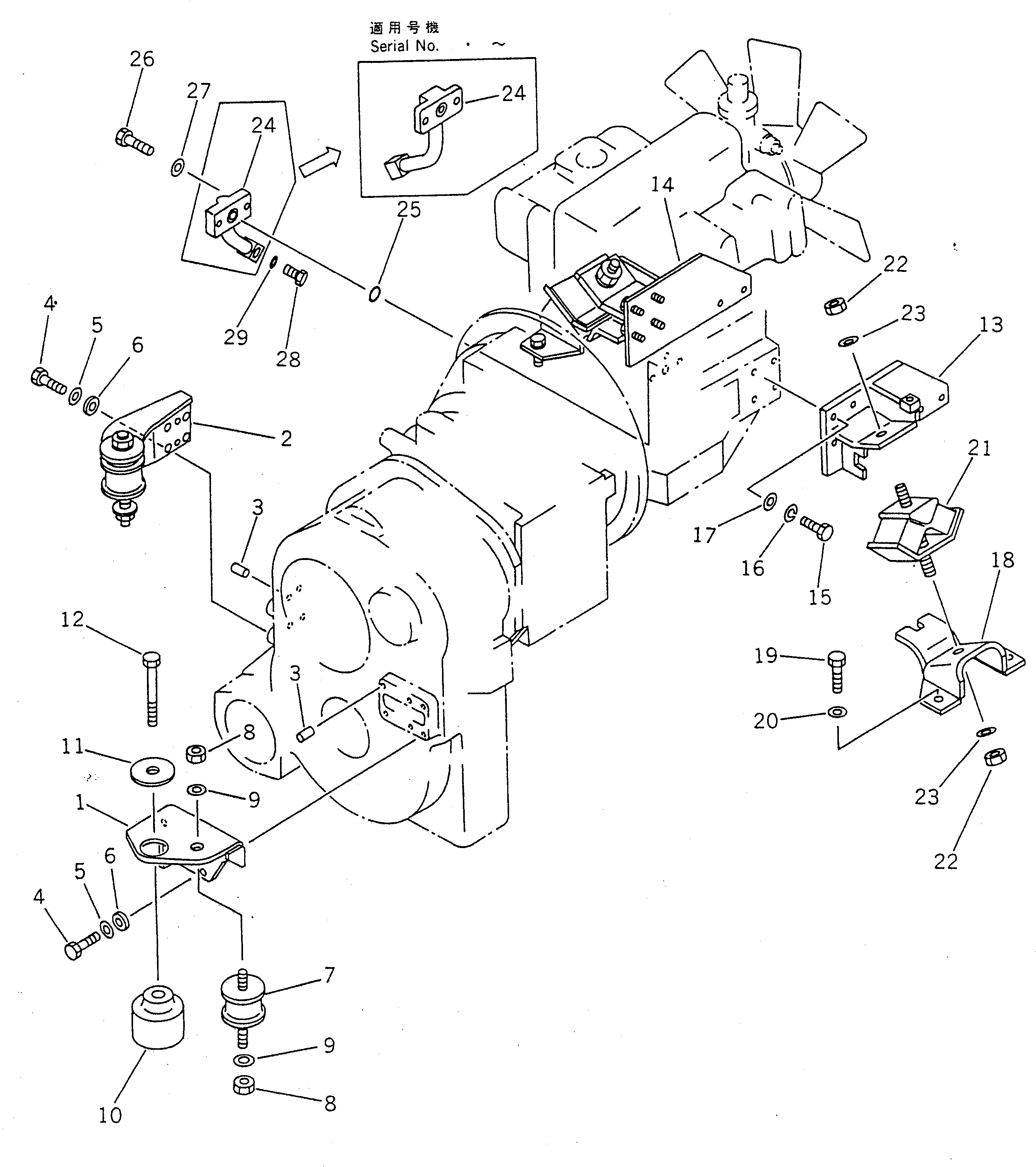 Wheel Loaders Komatsu / WA30-3 S/N 9001-UP(wa30-3c) / ENGINE AND TRANSMISSION MOUNTING PARTS(030010 : 1001)