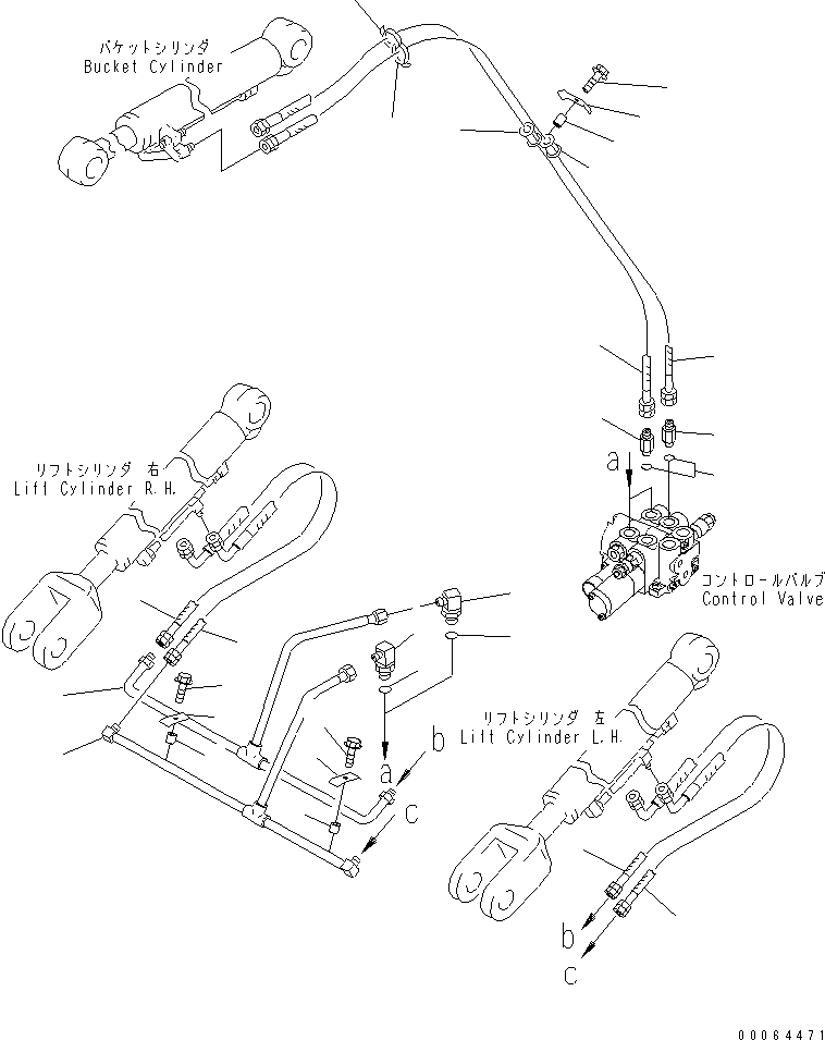 Wheel Loaders Komatsu / WA30-5 S/N 26001-UP (For North America)(wa30-5-c) / HYDRAULIC PIPING (LIFT AND DUMP CYLINDER LINE)(180060 : H4200-02A0)