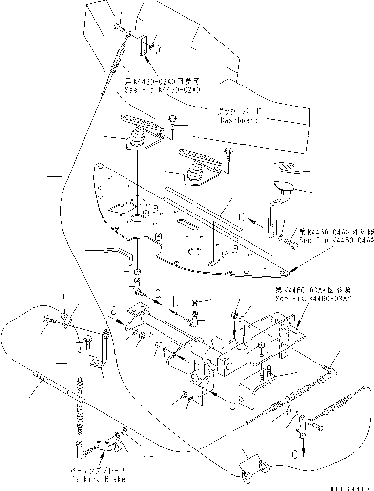 Wheel Loaders Komatsu / WA30-5 S/N 26001-UP (For North America)(wa30-5-c) / BRAKE CONTROL (PEDAL AND LEVER) (WITH TACHOGRAPH)(240150 : K4460-01A1)